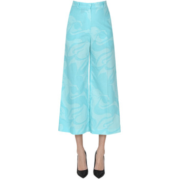 Abbigliamento Donna Pantaloni Etro Pantaloni cropped in cotone stampato PNP00003069AE Blu