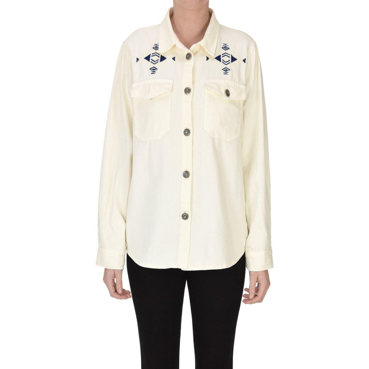 Abbigliamento Donna Giacche Front Street 8 Giacca camicia in denim CSG00003052AE Bianco