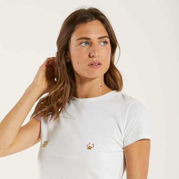 Elisabetta Franchi t-shirt in jersey con piercing Bianco