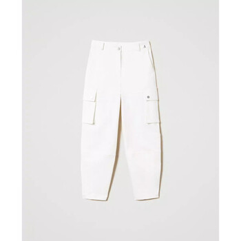 Abbigliamento Donna Jeans 3/4 & 7/8 Twin Set PANTALONI CARGO IN COTONE ORGANICO Bianco