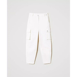 Abbigliamento Donna Jeans 3/4 & 7/8 Twin Set PANTALONI CARGO IN COTONE ORGANICO Bianco