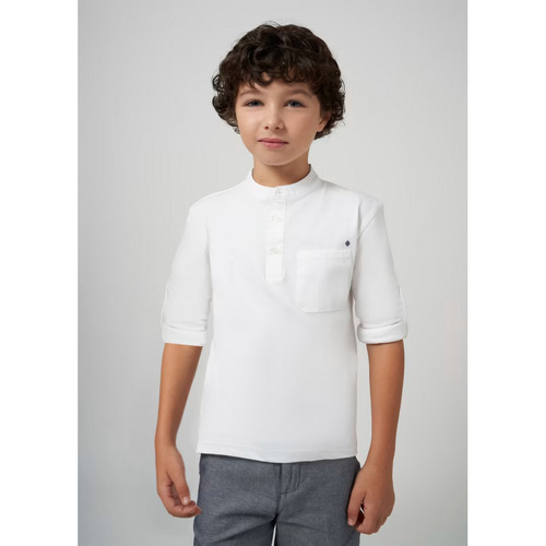 Abbigliamento Unisex bambino Polo maniche lunghe Mayoral ATRMPN-44320 Bianco