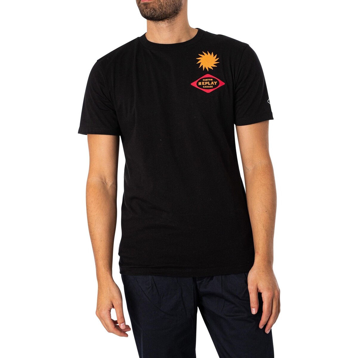 Abbigliamento Uomo T-shirt maniche corte Replay T-shirt con logo Garage sul retro Nero