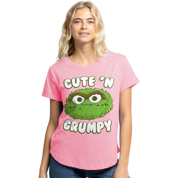 Abbigliamento Donna T-shirts a maniche lunghe Sesame Street Cute N Grumpy Viola