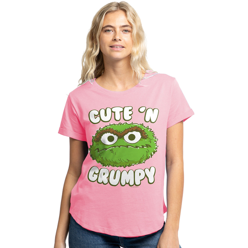 Abbigliamento Donna T-shirts a maniche lunghe Sesame Street Cute N Grumpy Viola