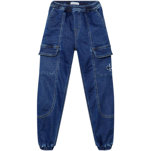 Abbigliamento Bambino Pantaloni Calvin Klein Jeans DENIM CARGO JOGGER Blu