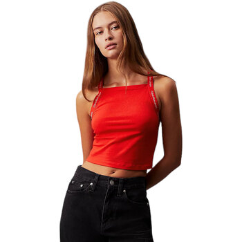 Abbigliamento Donna Top / T-shirt senza maniche Calvin Klein Jeans LOGO ELASTIC STRAPPY TOP Rosso