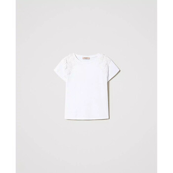 Abbigliamento Donna T-shirt & Polo Twin Set T-SHIRT CON PATCH FLOREALE Bianco