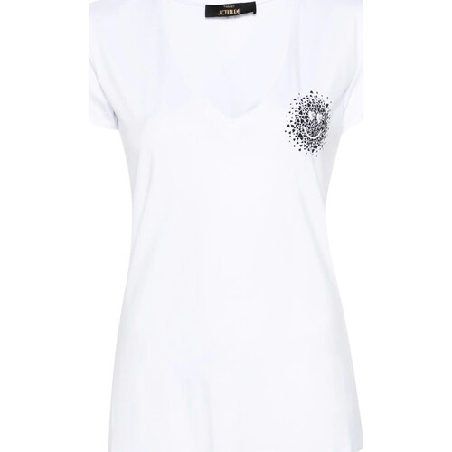 Abbigliamento Donna T-shirt & Polo Twin Set T-SHIRT CON STAMPA E STRASS Bianco