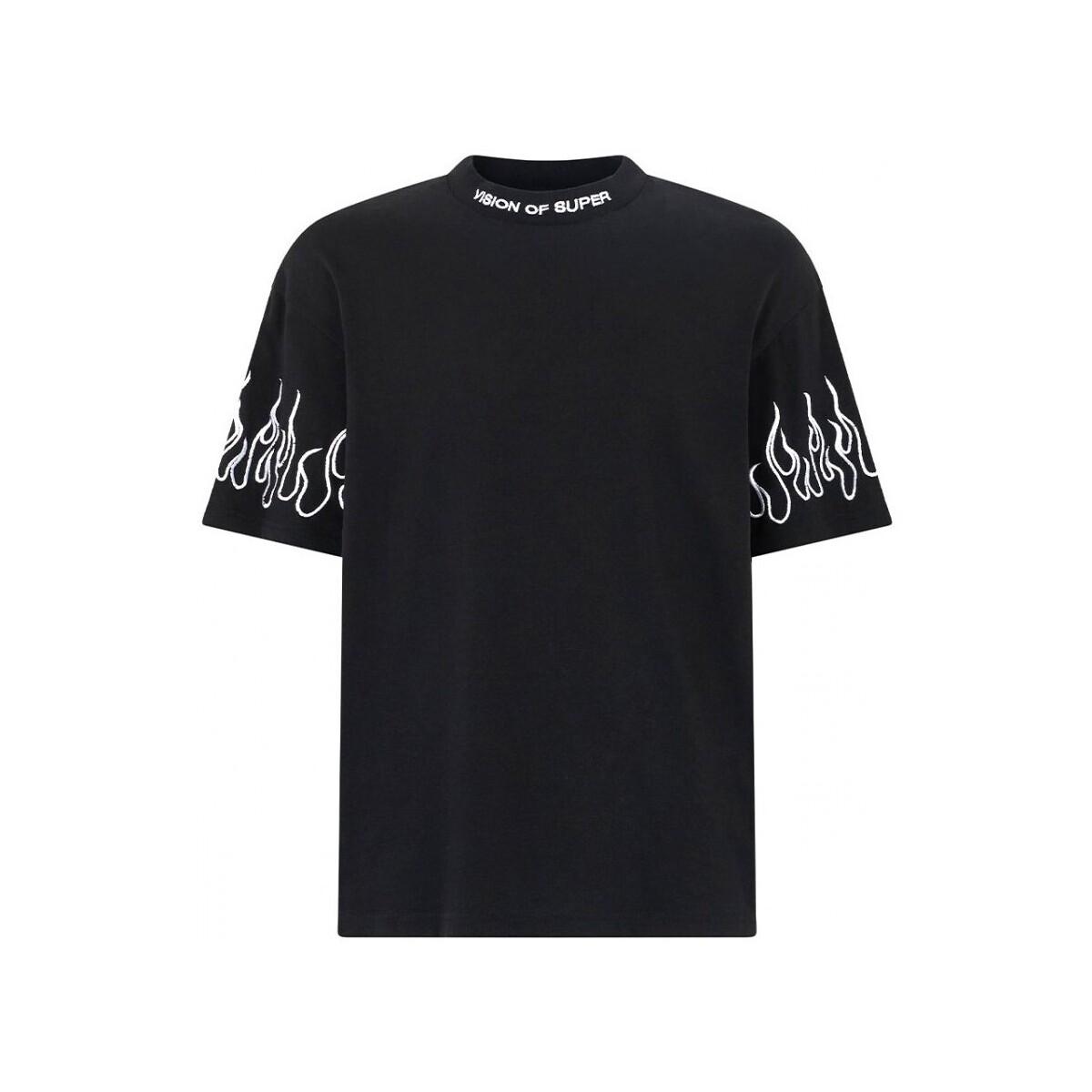 Abbigliamento Uomo T-shirt & Polo Vision Of Super T-Shirt Con Fiamme Bianche Nero