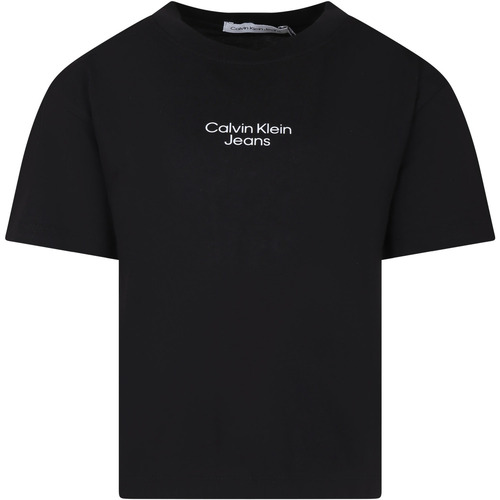 Abbigliamento Bambino T-shirt maniche corte Calvin Klein Jeans 24SMCKIB0IB02034 BEH Nero