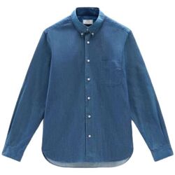 Abbigliamento Uomo Camicie maniche lunghe Woolrich Camicia Classic Chambray Uomo Bleached Indigo Blu