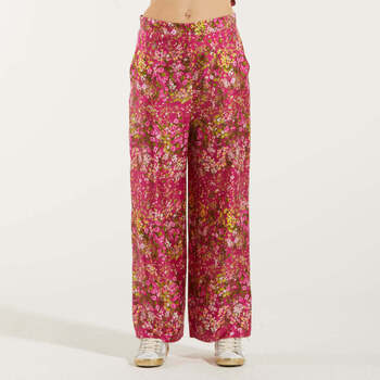 Abbigliamento Donna Pantaloni da tuta Max Mara pantalone in seta stampa floreale fluxia Rosa