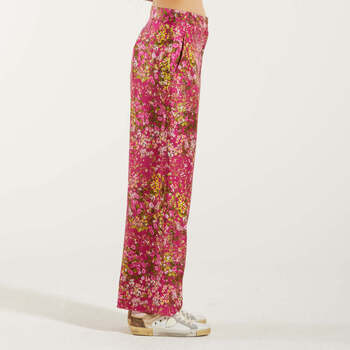Max Mara pantalone in seta stampa floreale fluxia Rosa