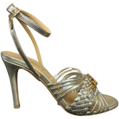Scarpe Donna Sandali Twin Set Sandalo in pelle color oro con dettaglio catena Oro
