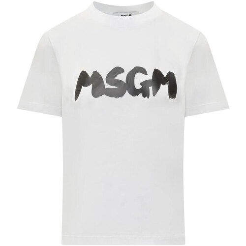 Abbigliamento Donna T-shirt maniche corte Msgm T-Shirt with brushed logo Bianco
