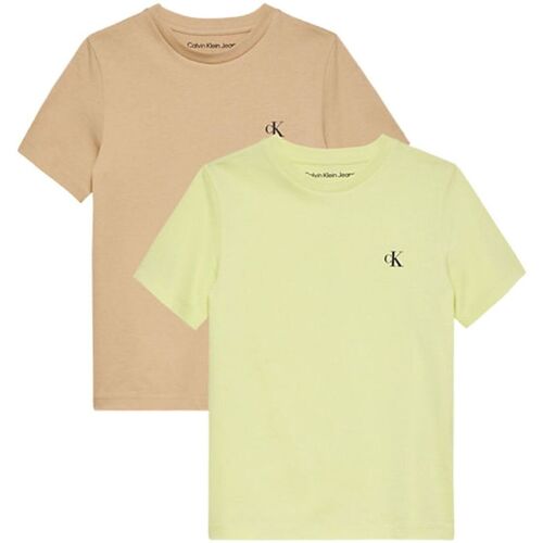 Abbigliamento Bambino T-shirt maniche corte Calvin Klein Jeans 2 PACK MONOGRAM TOP Verde