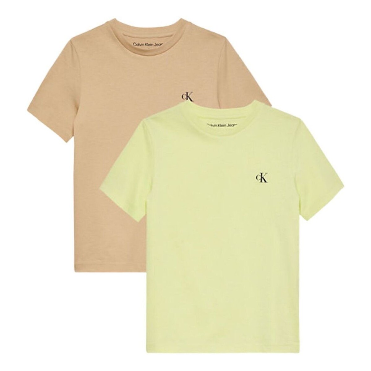 Abbigliamento Bambino T-shirt maniche corte Calvin Klein Jeans 2 PACK MONOGRAM TOP Giallo