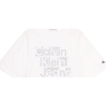 Abbigliamento Bambina T-shirt maniche corte Calvin Klein Jeans METALLIC CKJ BOXY T-SHIRT Bianco