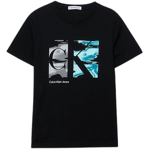 Abbigliamento Bambino T-shirt maniche corte Calvin Klein Jeans SERENITY MONOGRAM SS T-SHIRT Nero