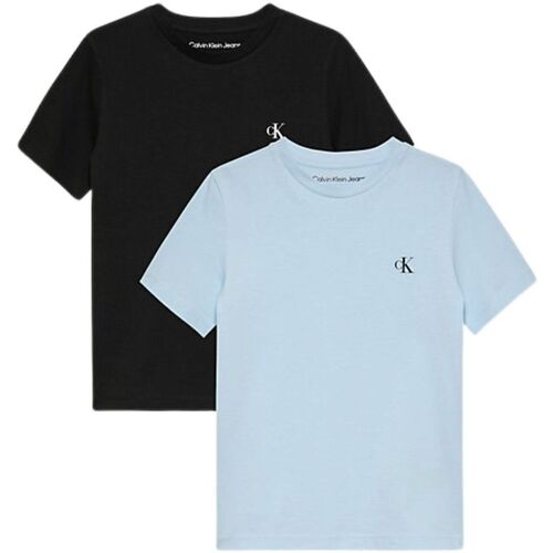 Abbigliamento Bambino T-shirt maniche corte Calvin Klein Jeans 2 PACK MONOGRAM TOP Blu