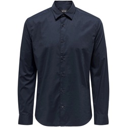 Abbigliamento Uomo Camicie maniche lunghe Only & Sons  ONSANDY SLIM EASY IRON POPLIN SHIRT NOOS Blu