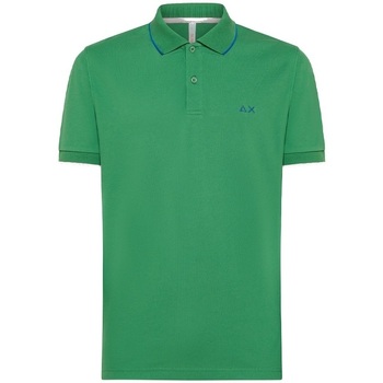Abbigliamento Uomo T-shirt & Polo Sun68 POLO SMALL STRIPES ON COLLAR S/S Verde