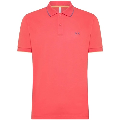 Abbigliamento Uomo T-shirt & Polo Sun68 POLO SMALL STRIPES ON COLLAR S/S Rosso