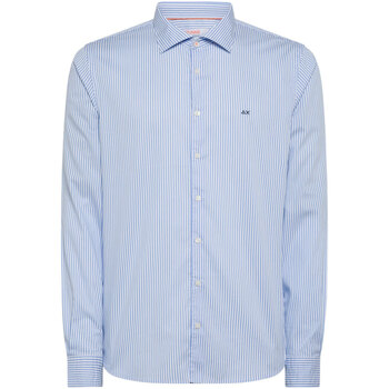 Sun68 SHIRT CLASSIC STRIPE WITH FLUO DETAIL L/S Bianco