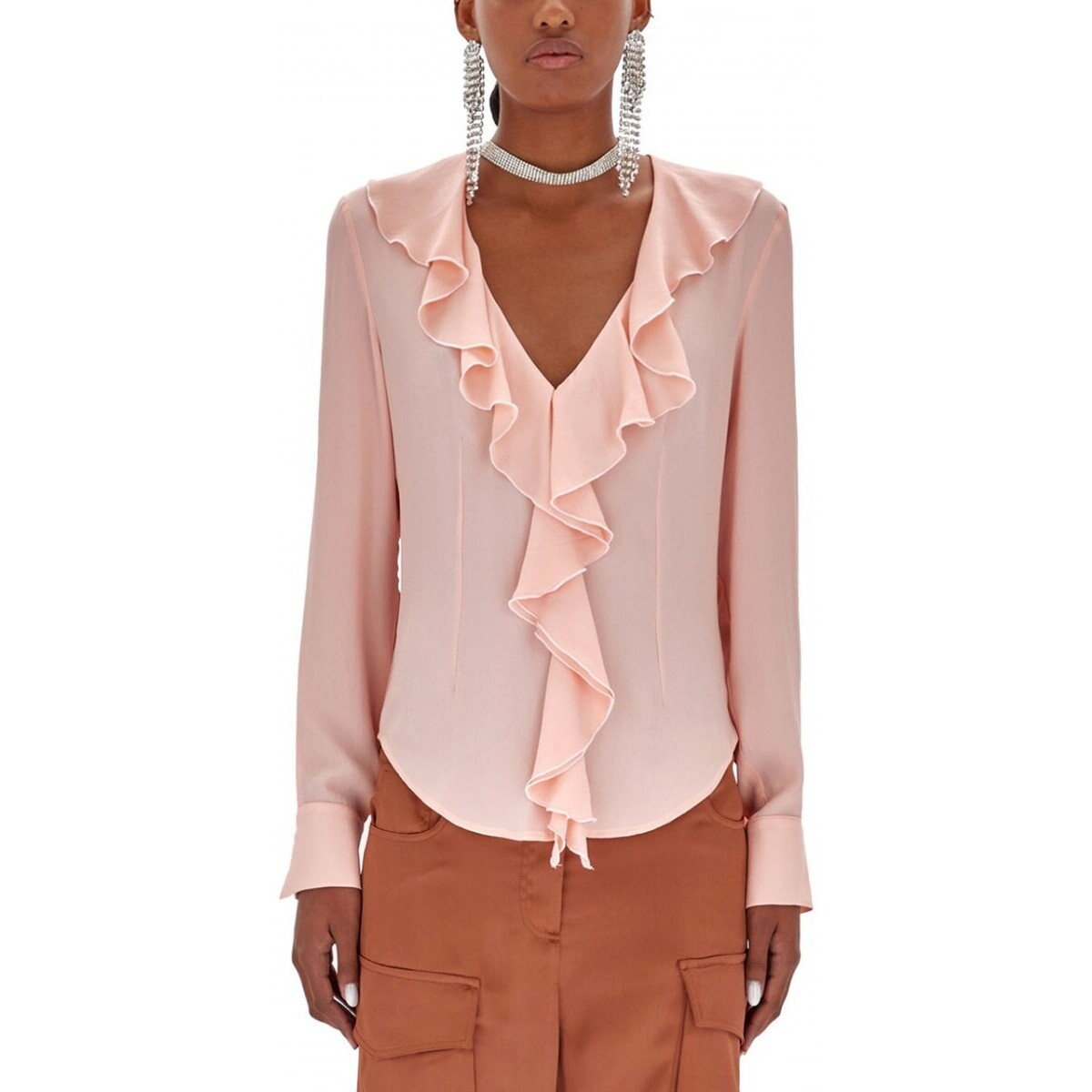 Abbigliamento Donna T-shirt & Polo Blugirl Blusa Con Ruches Peach Pearl Rosa