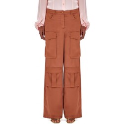 Abbigliamento Donna Jeans Blugirl Pantalone Cargo In Raso Argan Oil Marrone