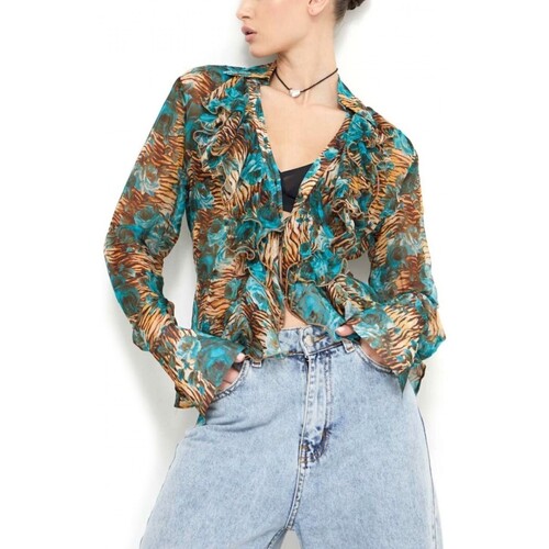 Abbigliamento Donna T-shirt & Polo Blugirl Blusa Con Rouches Wild Roses Multicolore