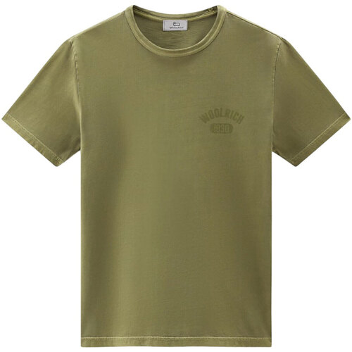 Abbigliamento Uomo T-shirt maniche corte Woolrich GARMENT DYED LOGO      T-SHIRT Verde
