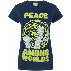Abbigliamento Donna T-shirts a maniche lunghe Rick And Morty Peace Among Worlds Blu