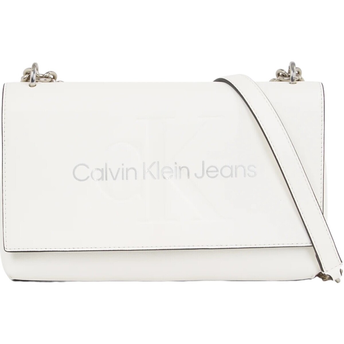Borse Donna Borse Calvin Klein Jeans Borsa Tracolla Donna White Silver K60K611866 Bianco