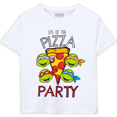 Abbigliamento Bambino T-shirt maniche corte Teenage Mutant Ninja Turtles Life Of The Pizza Party Bianco