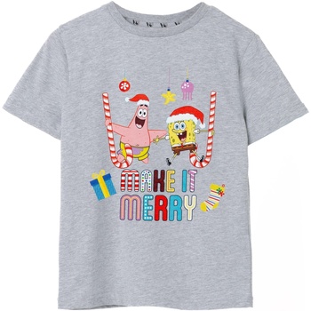 Abbigliamento Bambino T-shirt maniche corte Spongebob Squarepants Make It Merry Grigio