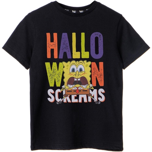 Abbigliamento Unisex bambino T-shirt maniche corte Spongebob Squarepants Halloween Screams Nero
