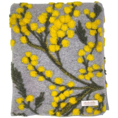 Casa Plaid / coperte Biella Fabrics Coperta Mimosa Grey/Yellow/Green Grigio