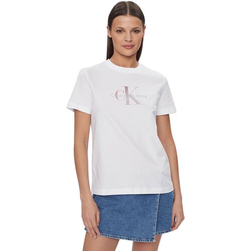 Abbigliamento Donna T-shirt maniche corte Calvin Klein Jeans DIFFUSED MONOLOGO REGULAR TEE Bianco