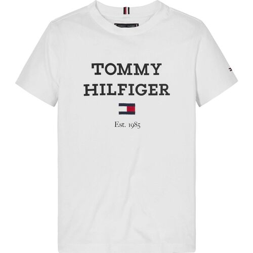 Abbigliamento Bambino T-shirt maniche corte Tommy Hilfiger T-shirt con logo oversize KB0KB08671 Bianco
