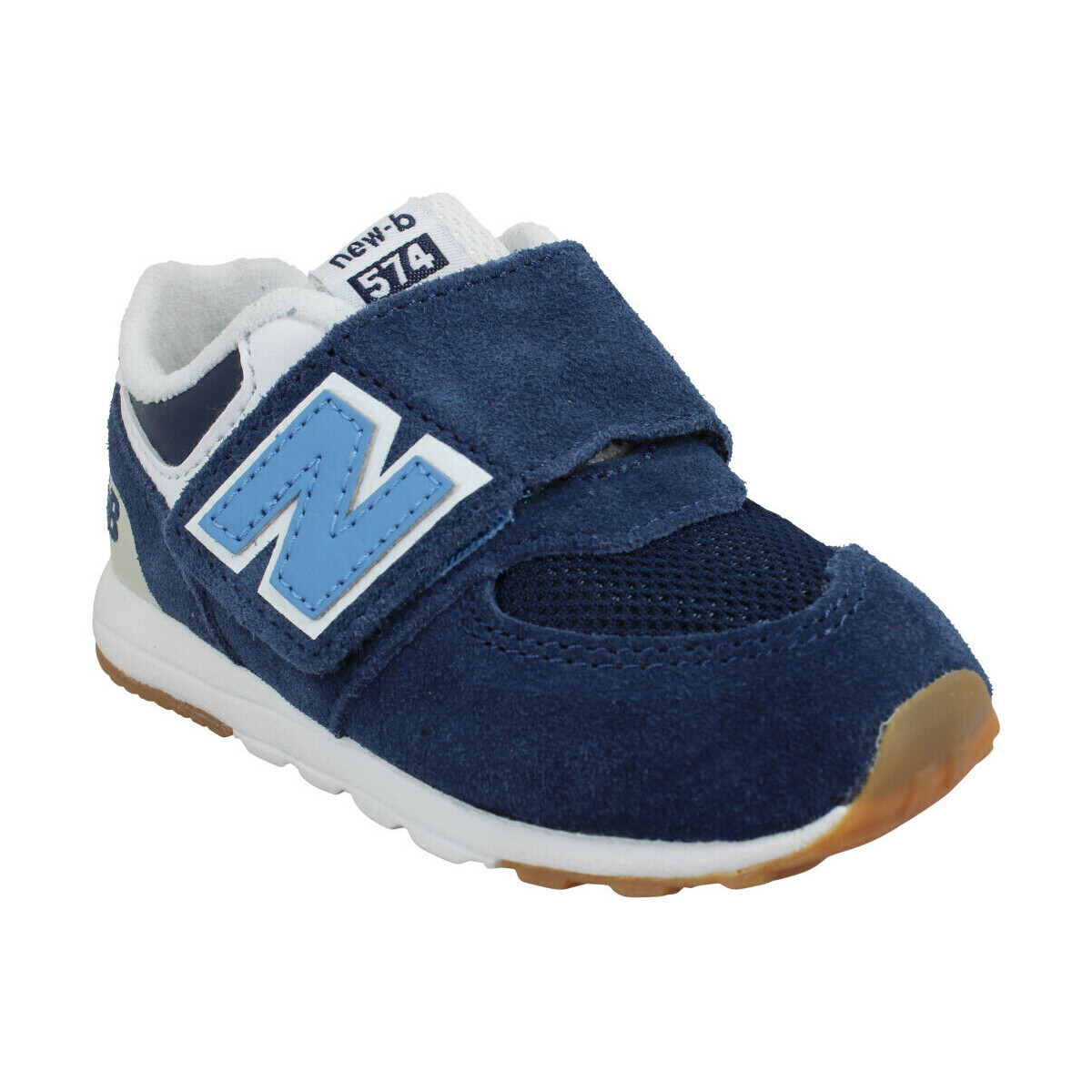 Scarpe Unisex bambino Sneakers New Balance 574 Velours Toile Enfant Navy Blue Blu