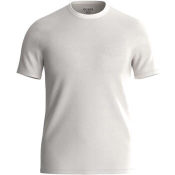 Abbigliamento Uomo T-shirt & Polo Guess Ss Cn Treated  Italic Tee Bianco