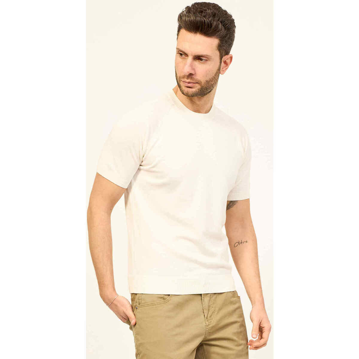 Abbigliamento Uomo T-shirt & Polo Gran Sasso T-shirt girocollo  in cotone con costine Bianco