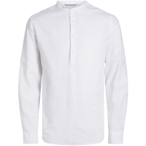 Abbigliamento Uomo Camicie maniche lunghe Jack & Jones 12251025 MAZE-BRIGHT WHITE Bianco