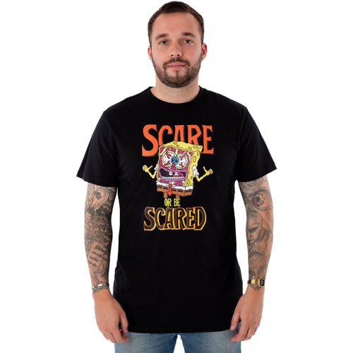Abbigliamento Uomo T-shirts a maniche lunghe Spongebob Squarepants Scare Or Be Scared Nero
