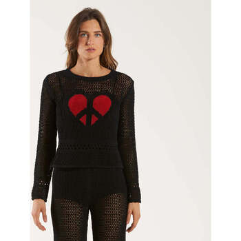 Abbigliamento Donna T-shirts a maniche lunghe Moschino maglia nera in rete Nero