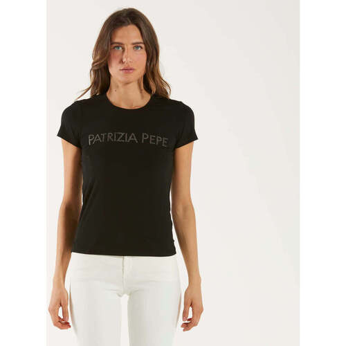 Abbigliamento Donna T-shirt maniche corte Patrizia Pepe t-shirt nera logata Nero