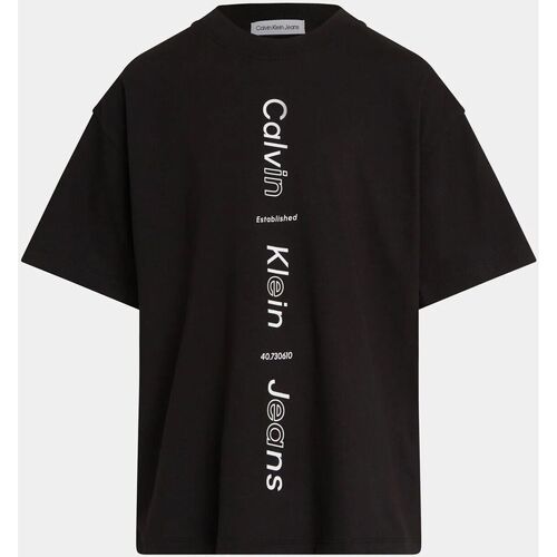 Abbigliamento Bambino T-shirt maniche corte Calvin Klein Jeans T-Shirt Con Logo Taglio Relax IB0IB02036 Nero