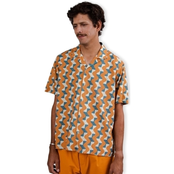 Abbigliamento Uomo Camicie maniche lunghe Brava Fabrics Big Tiles Aloha Shirt - Ochre Multicolore